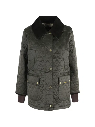 Barbour Quilted Corduroy-collar Jacket In Green