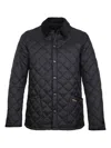 Barbour 'heritage Liddesdale' Black Jacket With Classic Corduroy Collar And Logo Lettering On The Front In T