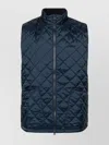 Barbour Quilted High Neck Sleeveless Vest With Pockets In Blue