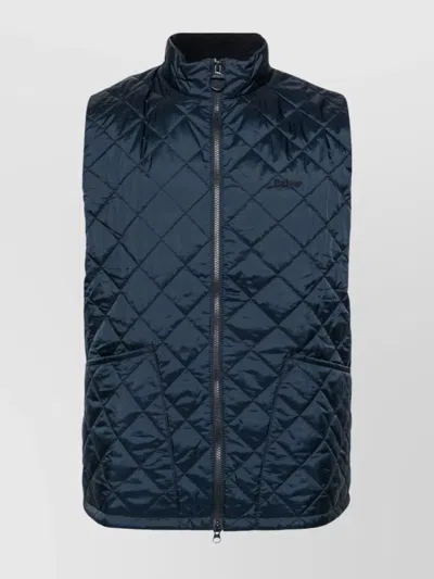 Barbour Quilted High Neck Sleeveless Vest With Pockets In Blue