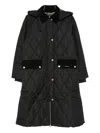 Barbour Meredith Quilted Hooded Long Coat In Black