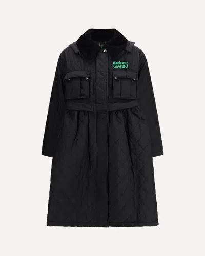 Barbour X Ganni Quilted Nylon Jacket In Black