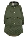 Barbour Quilted Hooded Coat In Green