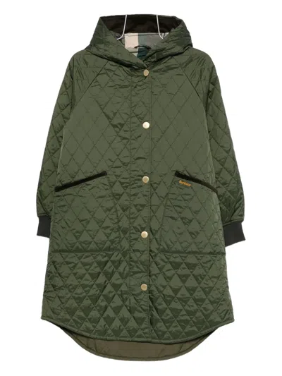 Barbour Quilted Hooded Coat In Green