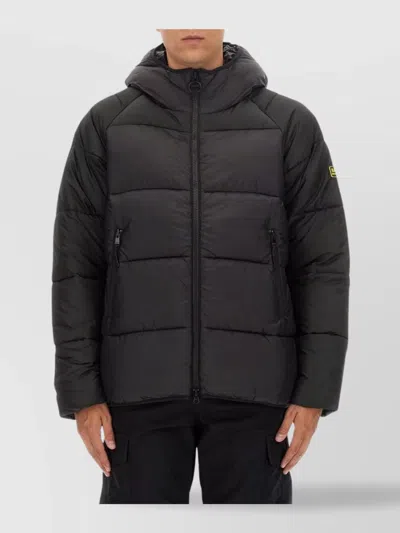 Barbour Quilted Hooded Jacket With Side Zip Pockets In Black