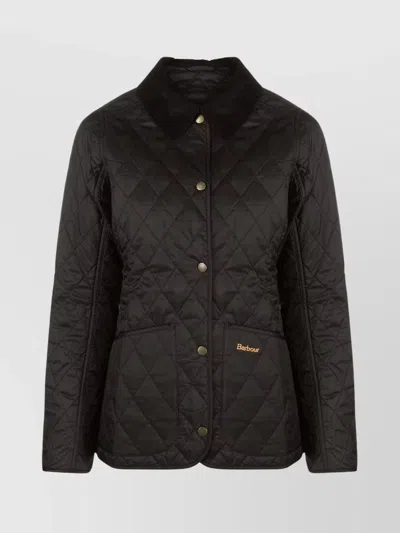 Barbour Quilted Jacket Front Pockets In Black