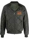 Barbour Quilted High Neck Jacket With Logo Accents In Green