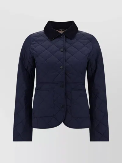 Barbour Quilted Jacket With Adjustable Waist Tabs In Blue