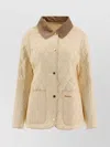 Barbour Quilted Jacket With Contrast Collar And Front Pockets