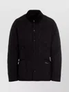 Barbour Quilted Jacket With Corduroy Collar And Side Pockets