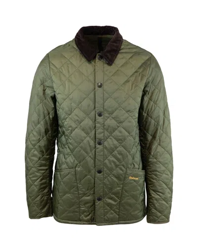 Barbour Quilted Jacket With Corduroy Collar In Green