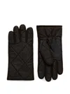 Barbour Quilted Leather-panel Gloves In Brown