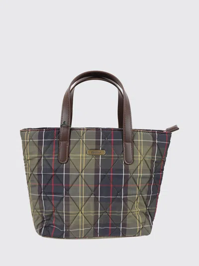 Barbour Quilted Nylon Mini Tote Bag With Removable Shoulder Strap In Green