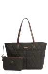 Barbour Quilted Shopping Bag In Green
