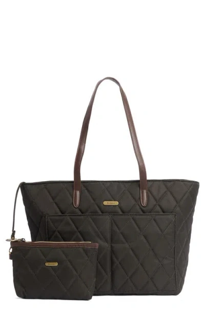 Barbour Quilted Nylon Tote In Green