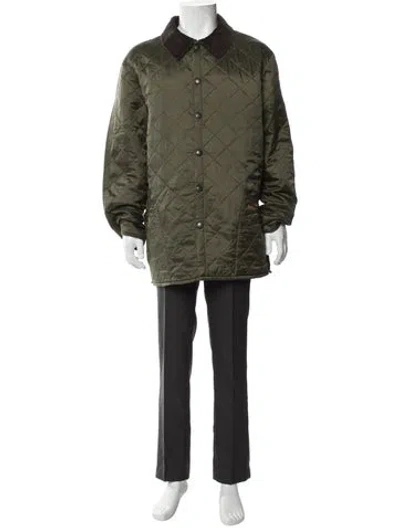 Pre-owned Barbour Quilted Pattern Parka In Green