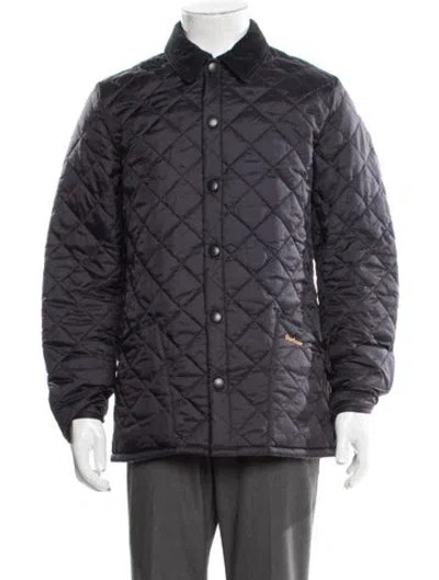 Pre-owned Barbour Quilted Pattern Puffer Coat In Blue