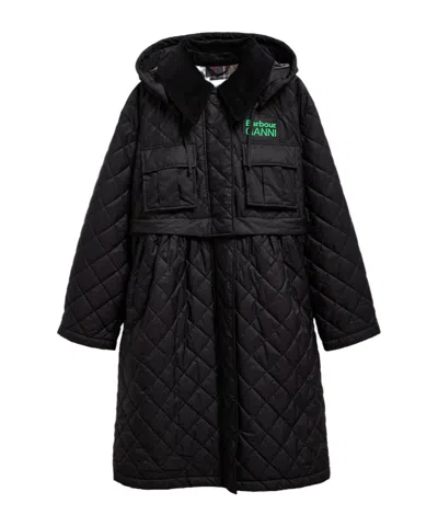 Barbour Quilted Pleated Cotton Jacket In Black