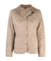 Barbour Corduroy Collar Quilted Jacket In Nude