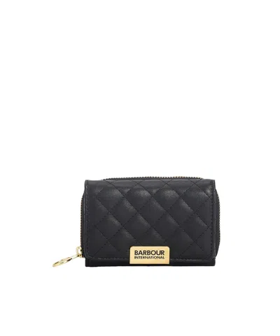 Barbour Quilted Short Wallet, Ziparound Closure In Black