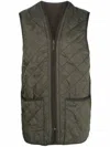 Barbour Quilted Sleeveless V-neck Waistcoat Zip In Green