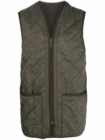 Barbour Quilted Sleeveless Jacket With Zippered Front And Relaxed Fit In Green