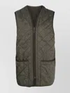 Barbour Quilted Sleeveless V-neck Waistcoat Zip In Green