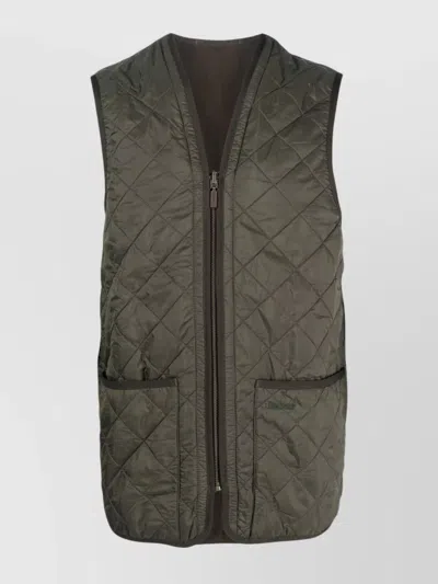 BARBOUR QUILTED SLEEVELESS V-NECK WAISTCOAT ZIP