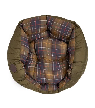 Barbour Quilted Tartan Dog Bed In Green