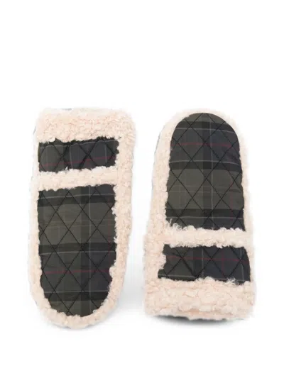 Barbour Quilted Tartan Mittens In Green
