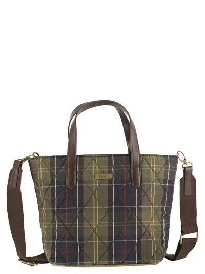 Barbour Quilted Tartan Tote Bag In Green