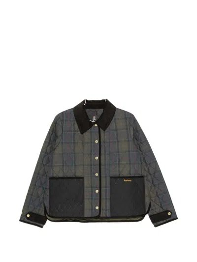 Barbour Quilted Tartan-print Jacket In Gray