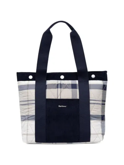 Barbour Quilted Tartan-print Tote Bag In Blue