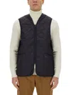 Barbour Reversible Quilted Vest With Tartan Motif In Blue