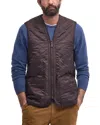 Barbour Logo Embroidered Quilted Gilet In Dark Brown