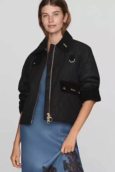Barbour Quilted Waxed Utility Jacket In Black
