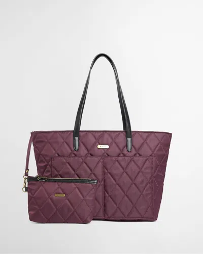 Barbour Quilted Womens Tote Bag In Purple