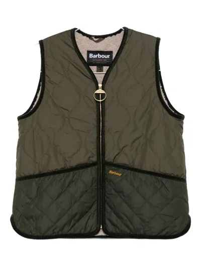 Barbour Quilted Zip-front Gilet In Green