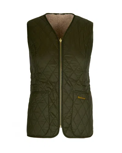 Barbour Quilted Zip-front Fleece-lined Vest In Olive/natural