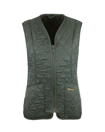 Barbour Quilted Zip-front Vest In Dark Olive