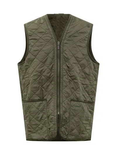 Barbour Quilted Zip-front Vest In Olive