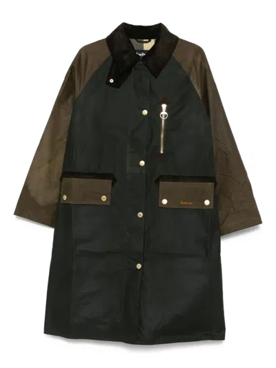 Barbour Raglan-sleeve Buttoned Coat In Green