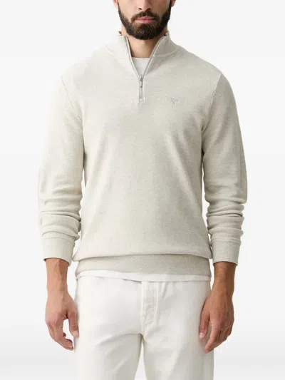 Barbour Ravensworth Quarter-zip Embroidered-logo Sweatshirt In White