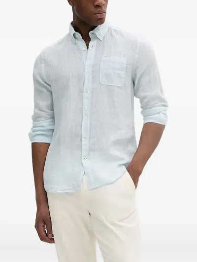Barbour Rear-yoke Linen Shirt In Blue