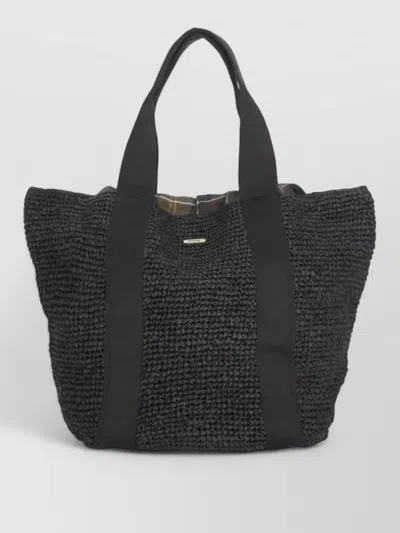 Barbour Rectangular Tote Bag Shoulder Woven Handles