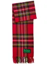 Barbour Red Check Pattern Wool Scarf In Pink