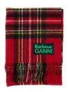 Barbour Red Scarf With Check Motif And Double Logo In Wool Woman In Red