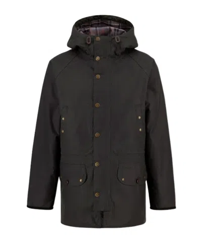 Barbour Reel Waxed Parka In Gray