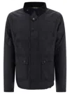 Barbour Collared Waxed Cotton Jacket And Pockets In Black