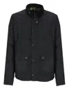 Barbour Reelin Waxed Jacket In Blue